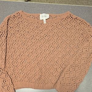 Jessica Simpson Crochet Sweater - Soft Pink